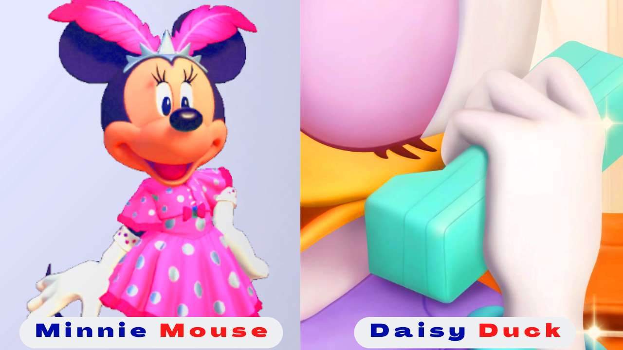 Minnie Mouse und Daisy Duck sind weibliche Disney Figuren aus dem Computerspiel Disney Dreamlight Valley 14.05.2024